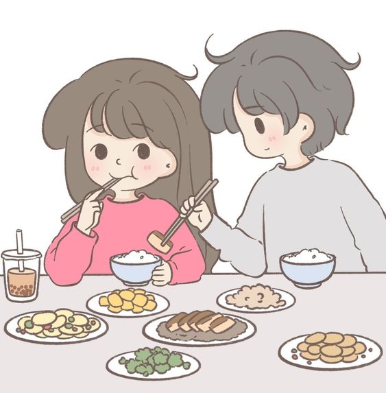 pp pasangan sedang makan bersama